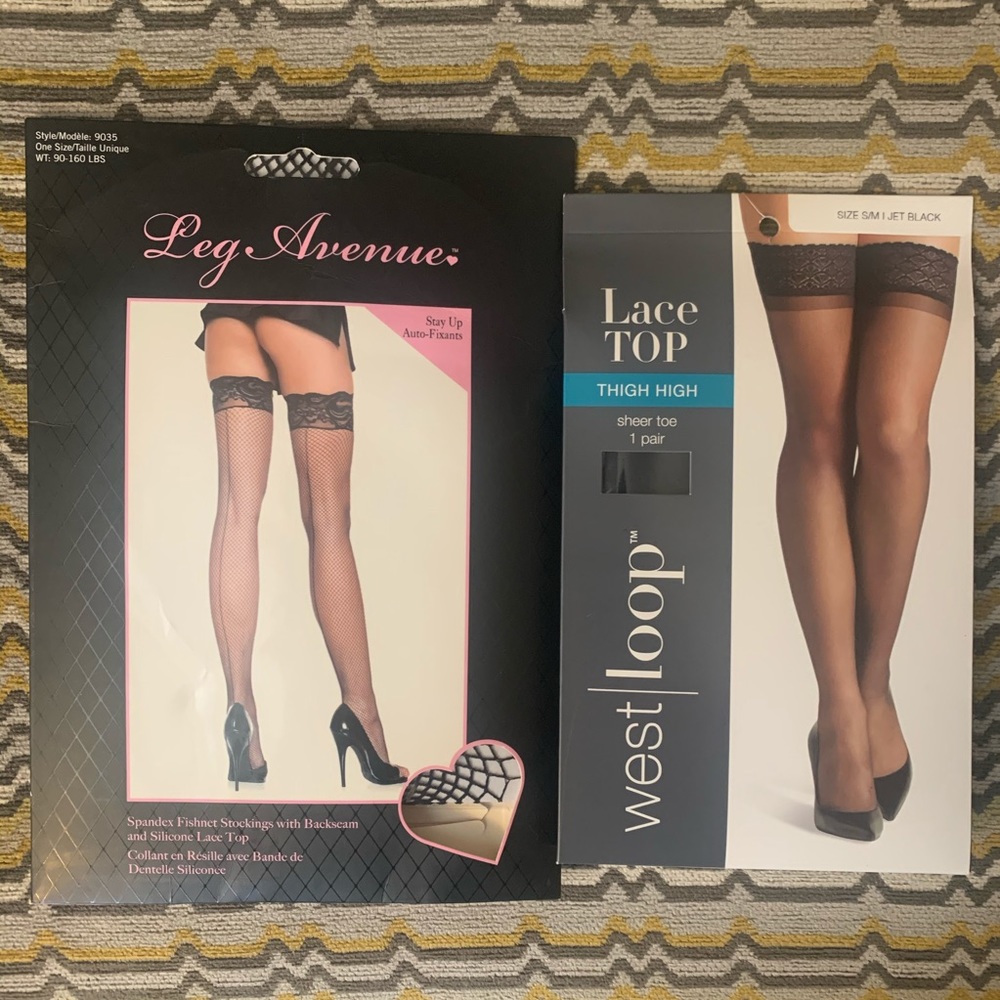 S/M black thigh high hosiery